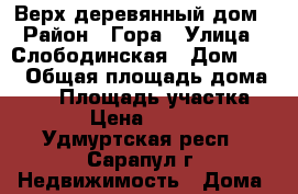 Верх деревянный дом › Район ­ Гора › Улица ­ Слободинская › Дом ­ 22 › Общая площадь дома ­ 33 › Площадь участка ­ 150 › Цена ­ 450 000 - Удмуртская респ., Сарапул г. Недвижимость » Дома, коттеджи, дачи продажа   